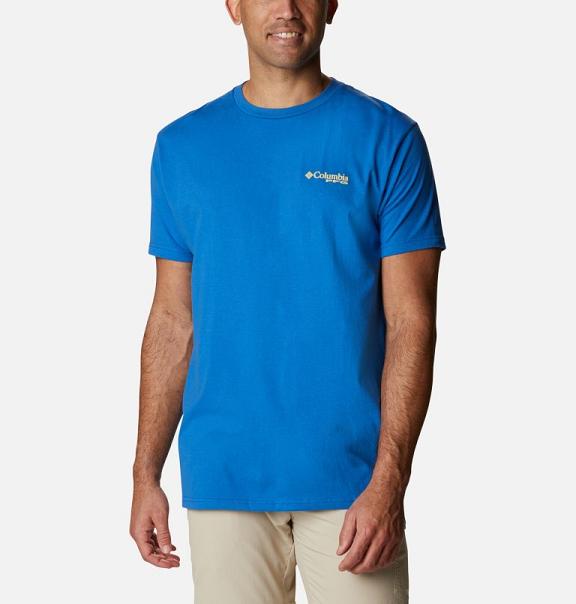 Columbia PFG T-Shirt Blue For Men's NZ96502 New Zealand